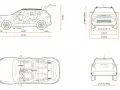 Schemat Dacia Duster z wymiarami: widok z boku, z góry i z tyłu. Pokazuje długość, szerokość i wysokość pojazdu.