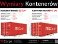 Porównanie wymiarów kontenerów morskich 20' i 40' DV. Długość całkowita 5,90 m vs 12,03 m.