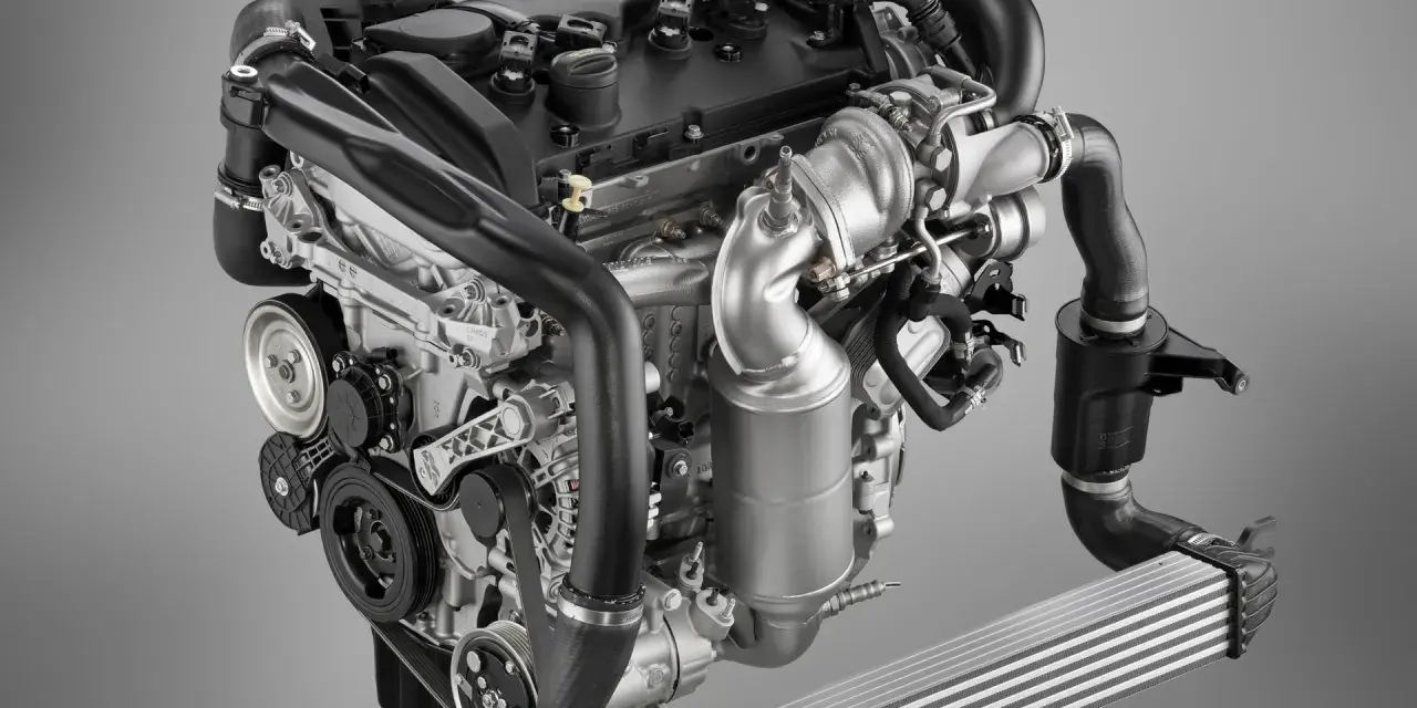 Silnik 1.6 THP z turbosprężarką i intercoolerem, gotowy do montażu.