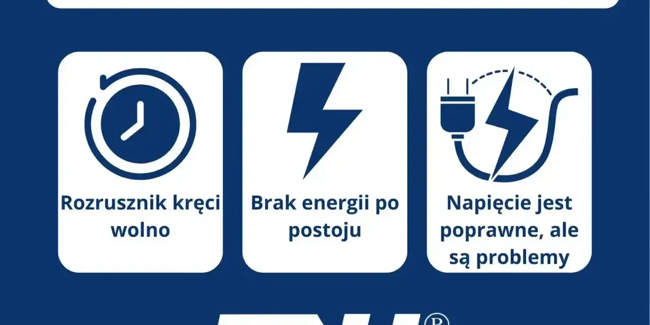 Objawy rozładowanego akumulatora: rozrusznik kręci wolno, brak energii po postoju, napięcie poprawne, ale są problemy. Dowiedz się, ile wytrzymuje akumulator.