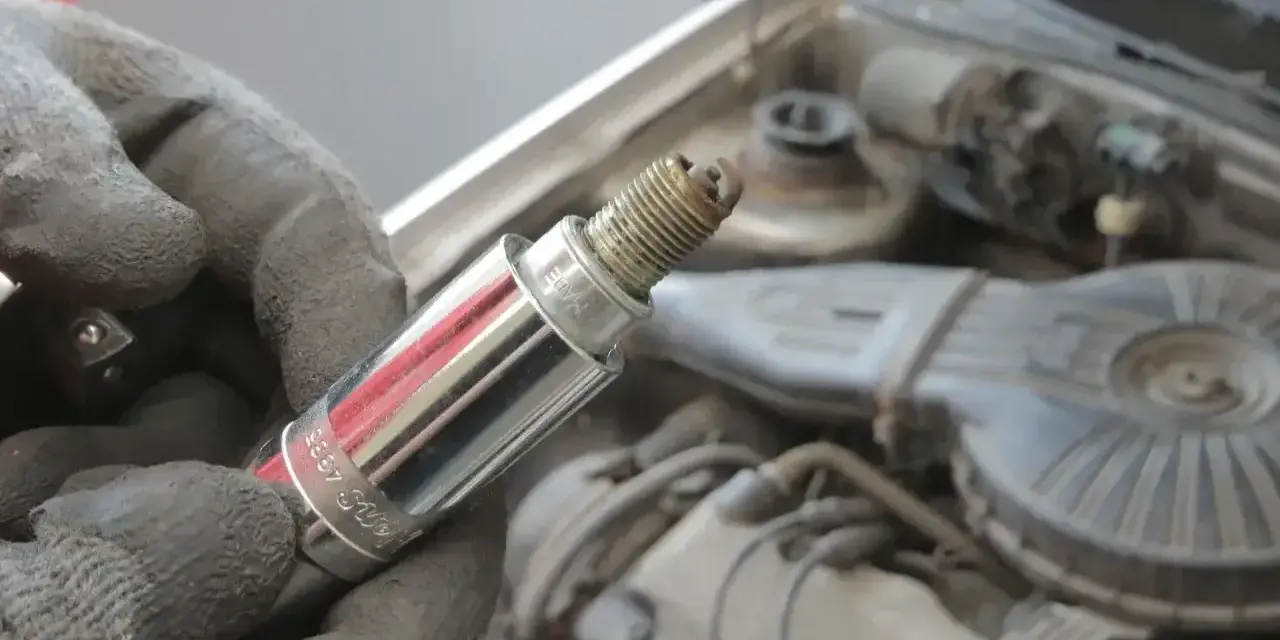 Rękawica trzyma świecę zapłonową, potencjalną przyczynę błędu dtc p0300 w Renault.