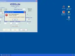 Błąd interfejsu w VCDS-Lite: "Interface: Not Found!". Program sugeruje kontakt ze sprzedawcą sprzętu.