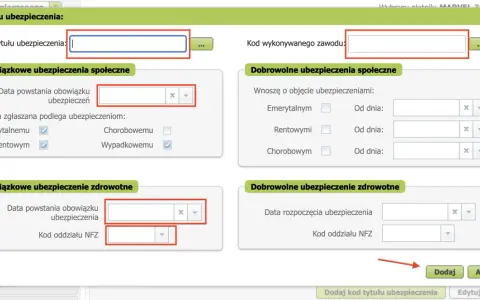 Formularz ubezpieczeniowy, pole "Kod tytułu ubezpieczenia" puste, sugeruje błąd DTC U0140 Opel.