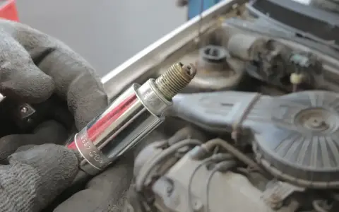 Rękawica trzyma świecę zapłonową, potencjalną przyczynę błędu dtc p0300 w Renault.