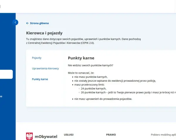 Sprawdź ile punktów karnych masz na swoim koncie kierowcy. Informacje z CEPIK 2.0.