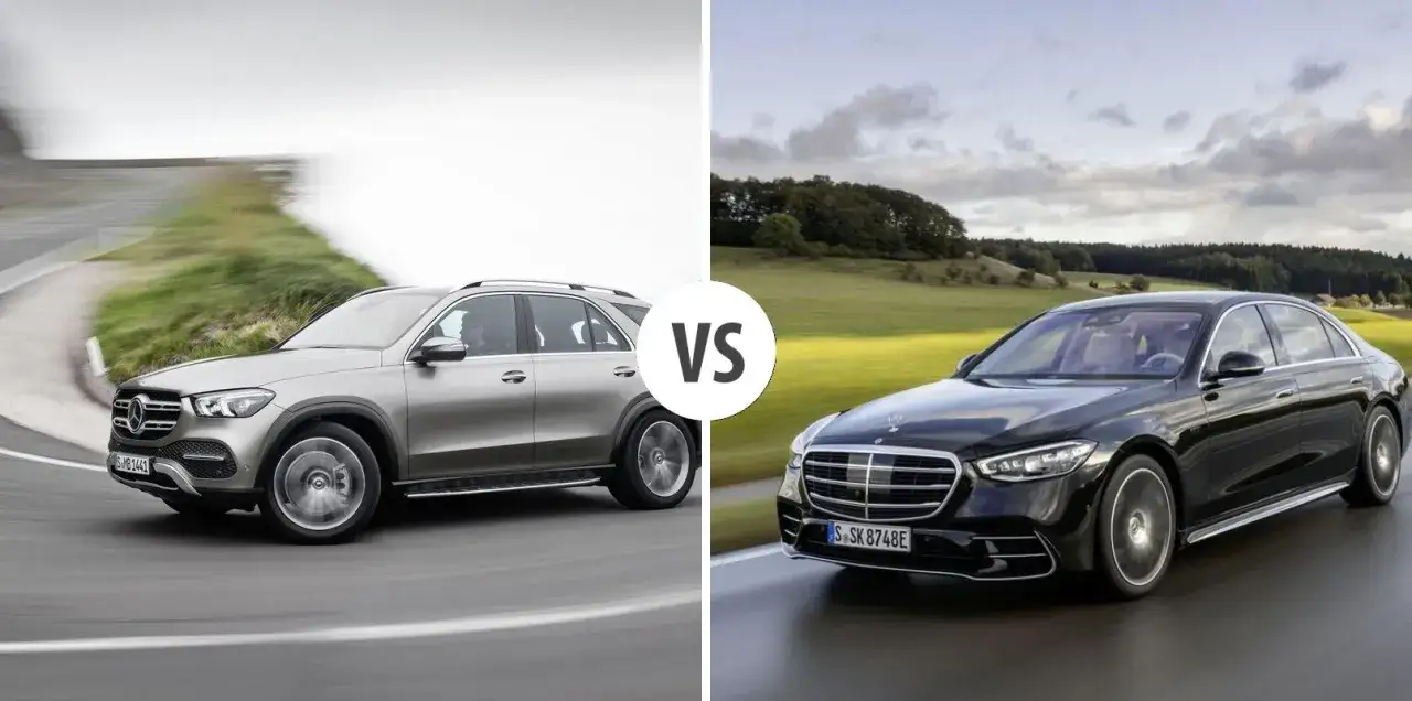 Srebrny SUV Mercedes kontra czarna limuzyna Mercedes. Który wybierasz na podróż?